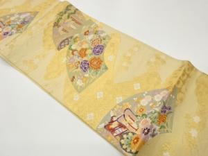 地紙に花車・花菱模様織出し袋帯